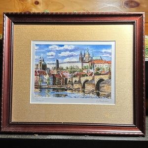 Watercolour of The Charles Bridge in Prague by V.Shukshin
